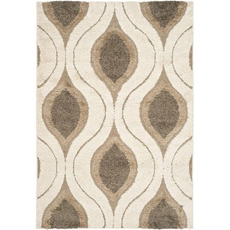 Safavieh Shag Power Loomed Runner RugCream & Smoke 2 ft.-3 in. x 11 ft. SG461-1179-211